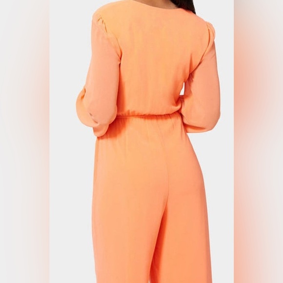 Bebe | Tie Front Elastic Waist Jumpsuit | Coverup | Cropped | Coral | Women’s L - Picture 2 of 6